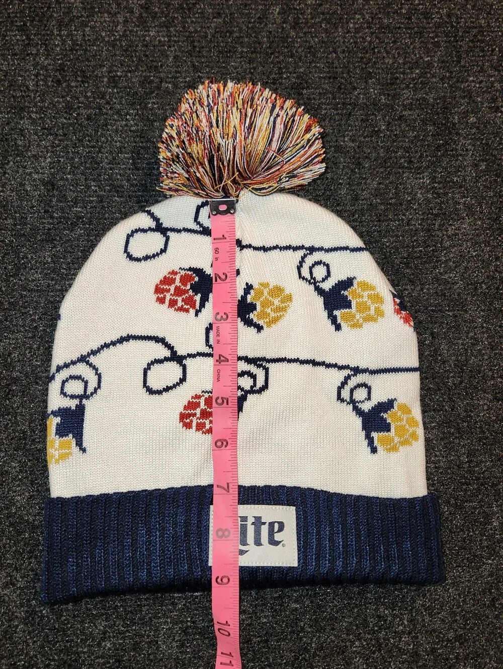 Miller Lite Winter Beanie Hat Christmas Light Pom Pom Acrylic